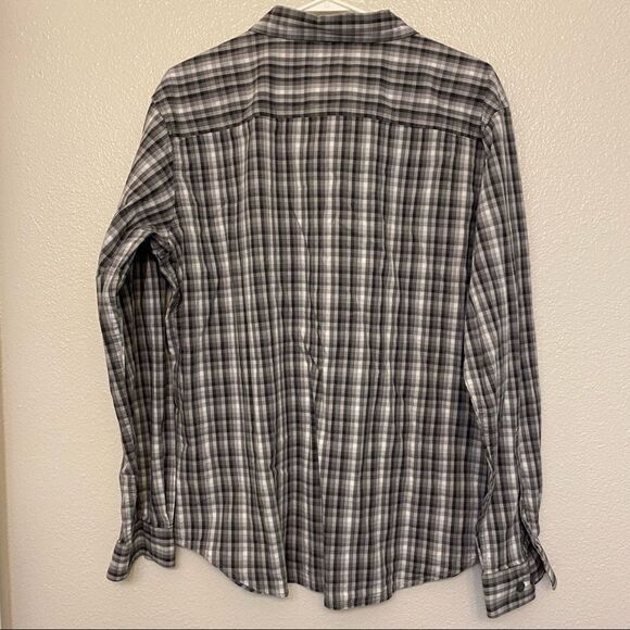 Columbia mens Black and white plaid long sleeve button down Shirt-Large - Picture 7 of 8
